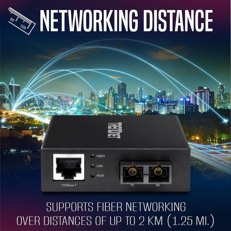Trendnet 100 Base-T to 100 Base-FX Multi-Mode SC Fiber Converter, Standalone, 10/100 Mbps Auto-MDIX Fast Ethernet Port, Fiber Networking up to 2 km (1.25miles), 200 Mbps Switching Capacity, TFC-FMSC - Image 4
